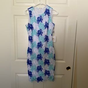 Calvin Klein Sleeveless Patterned Lace Dress, Size 2